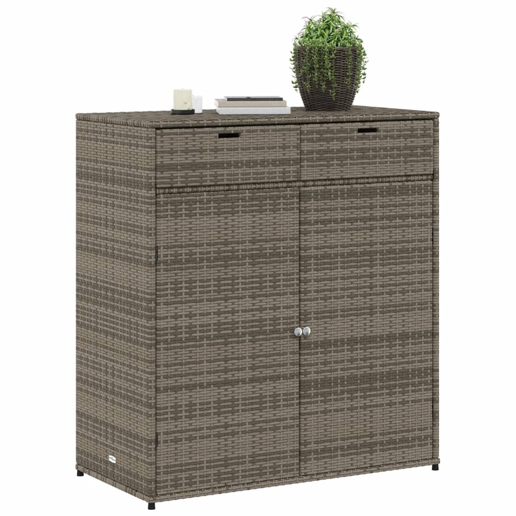 Poly Rattan Garden Storage Cabinet, Grey, 105x55x113 cm