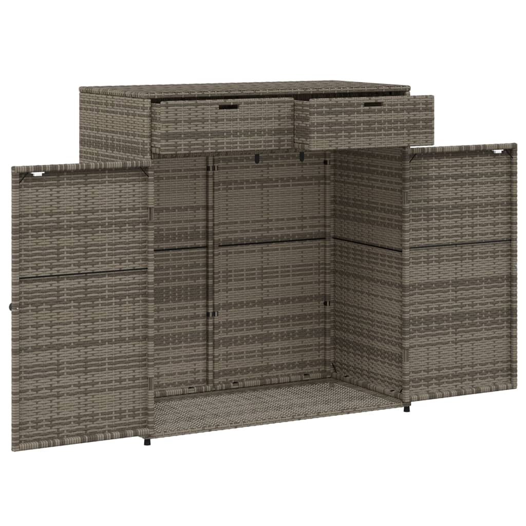 Poly Rattan Garden Storage Cabinet, Grey, 105x55x113 cm