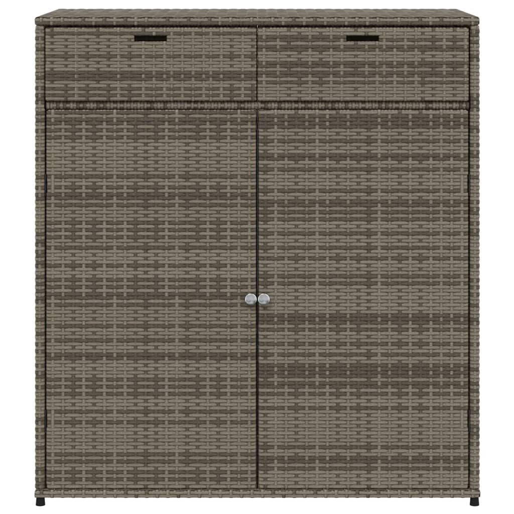 Poly Rattan Garden Storage Cabinet, Grey, 105x55x113 cm