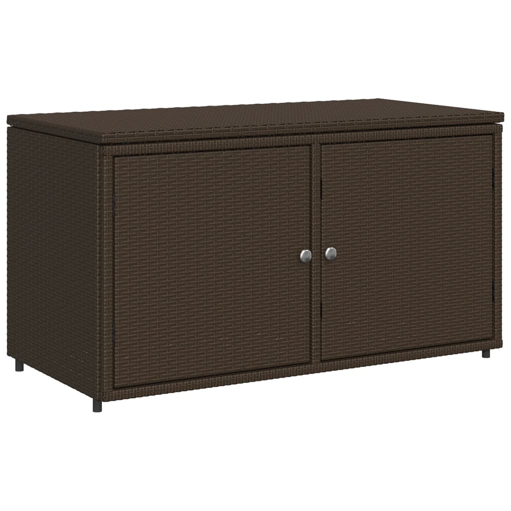 Stylish Brown Poly Rattan Garden Storage Cabinet 110x55x60.5 cm