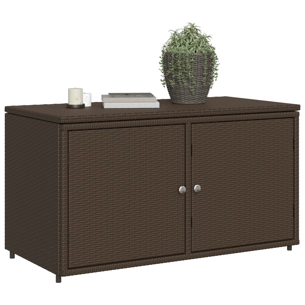 Stylish Brown Poly Rattan Garden Storage Cabinet 110x55x60.5 cm