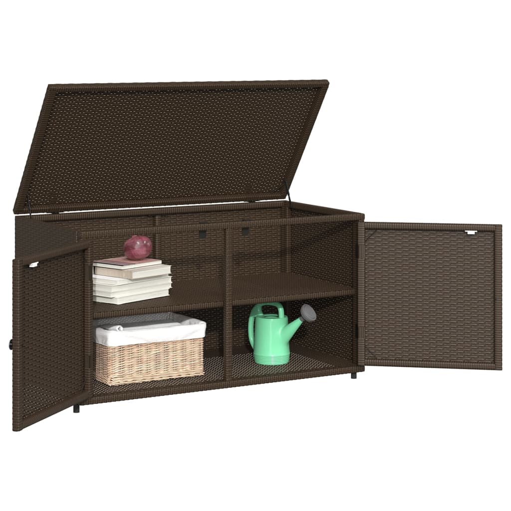 Stylish Brown Poly Rattan Garden Storage Cabinet 110x55x60.5 cm