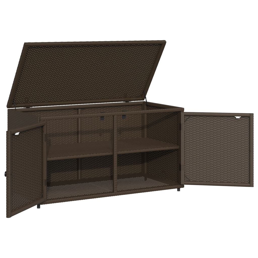 Stylish Brown Poly Rattan Garden Storage Cabinet 110x55x60.5 cm