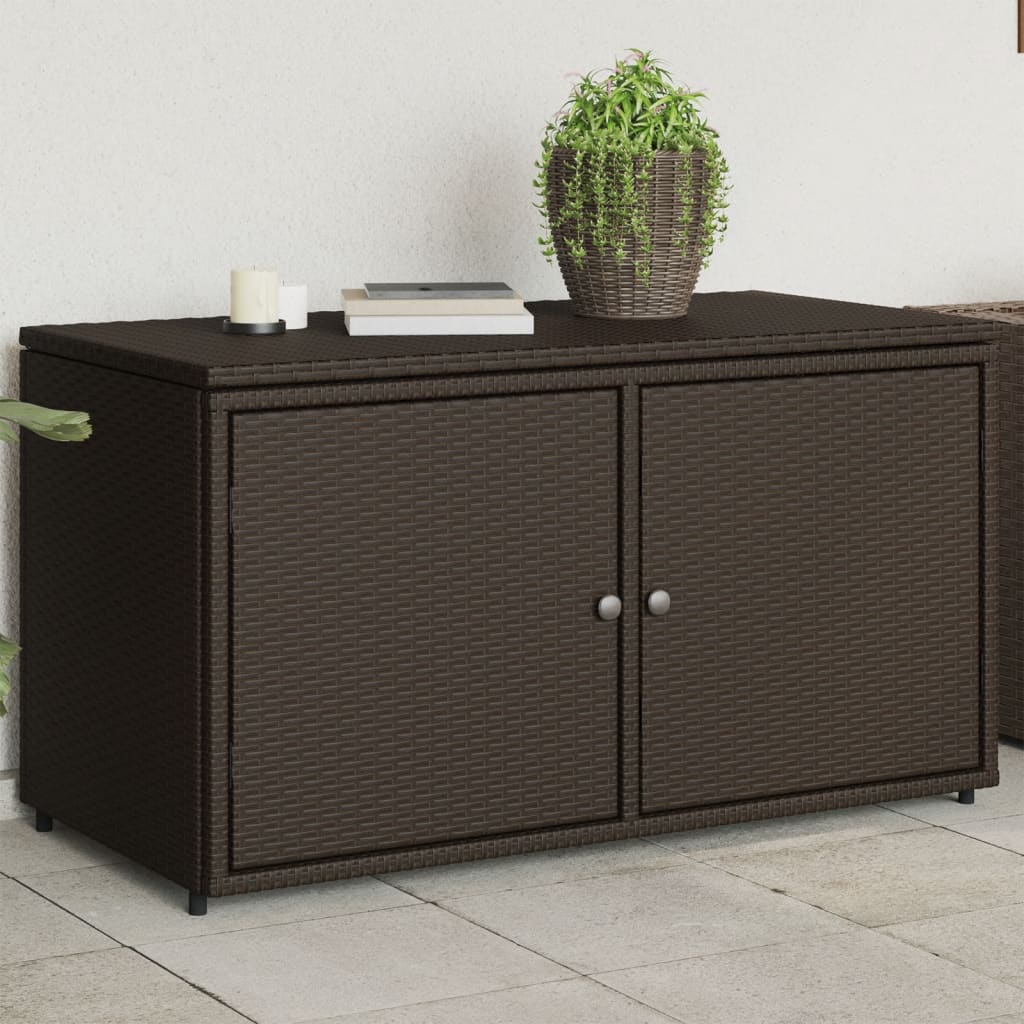 Stylish Brown Poly Rattan Garden Storage Cabinet 110x55x60.5 cm