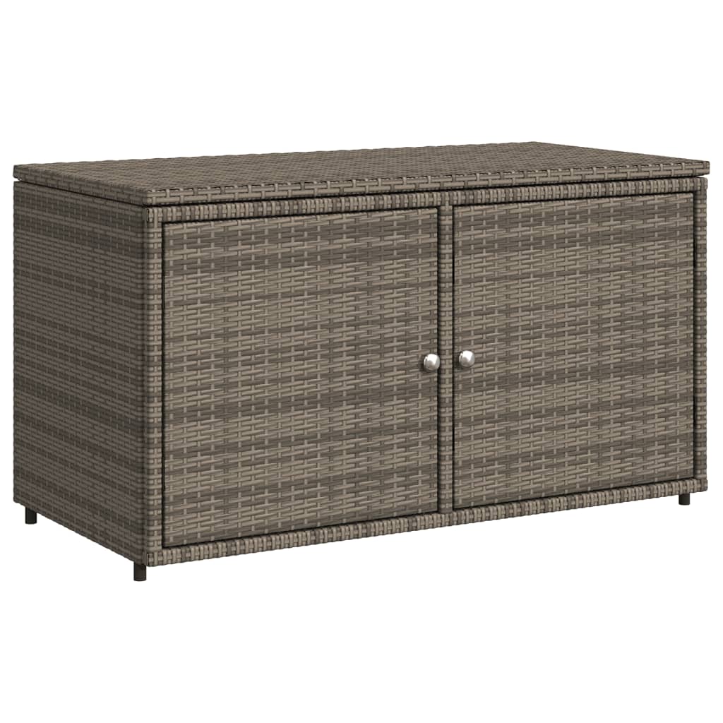 Grey Poly Rattan Garden Storage Cabinet 110x55x60.5 cm