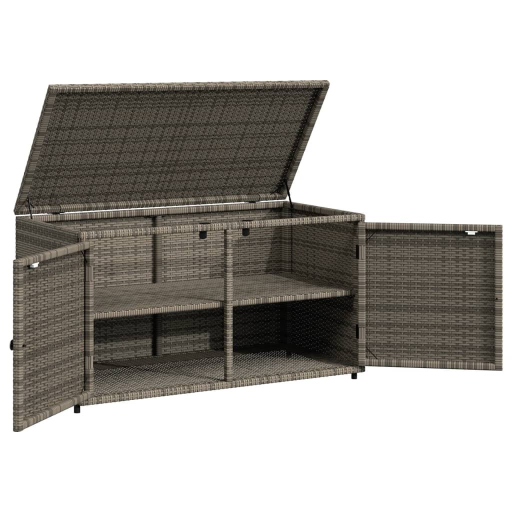 Grey Poly Rattan Garden Storage Cabinet 110x55x60.5 cm