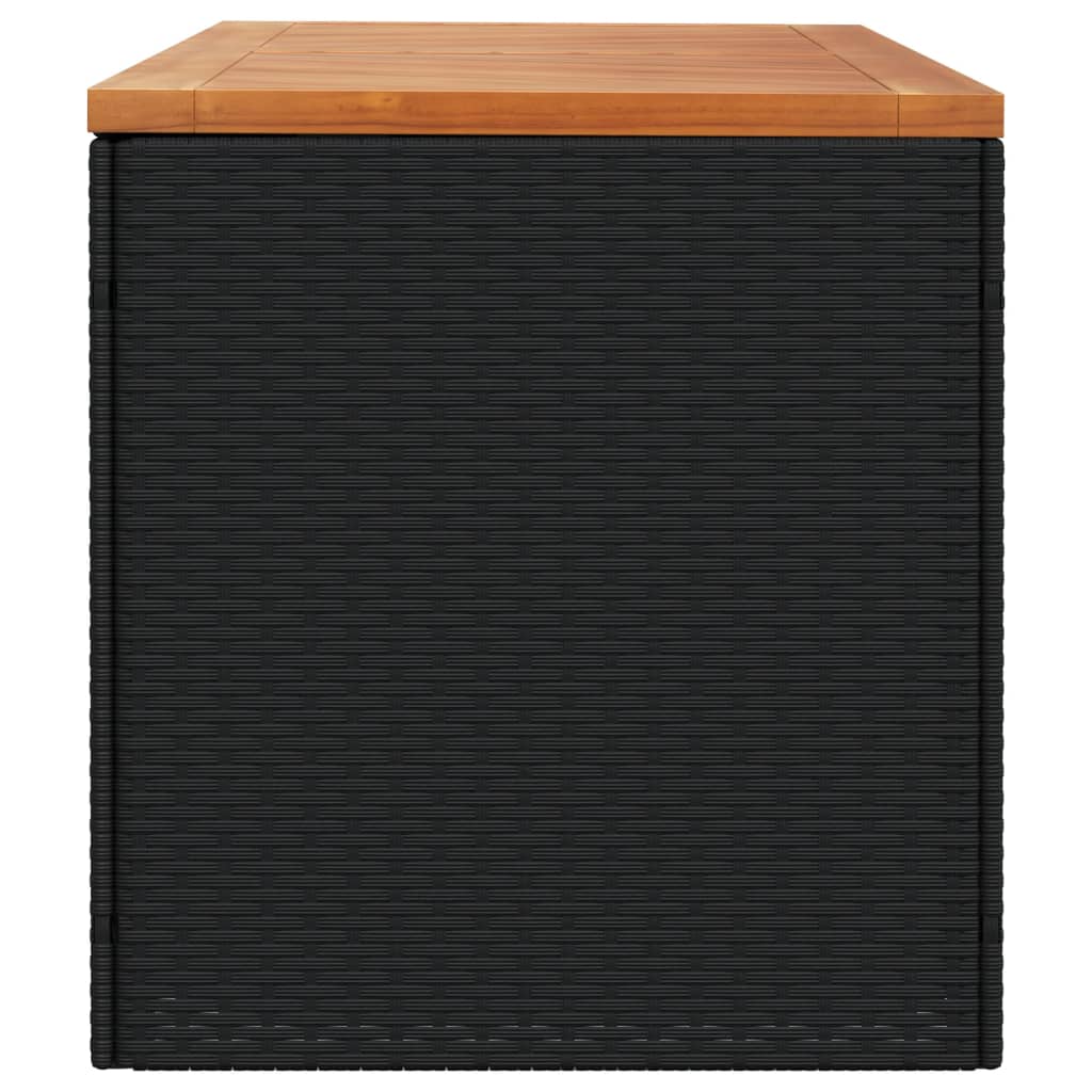 Stylish Black Poly Rattan & Acacia Wood Garden Storage Box 220cm