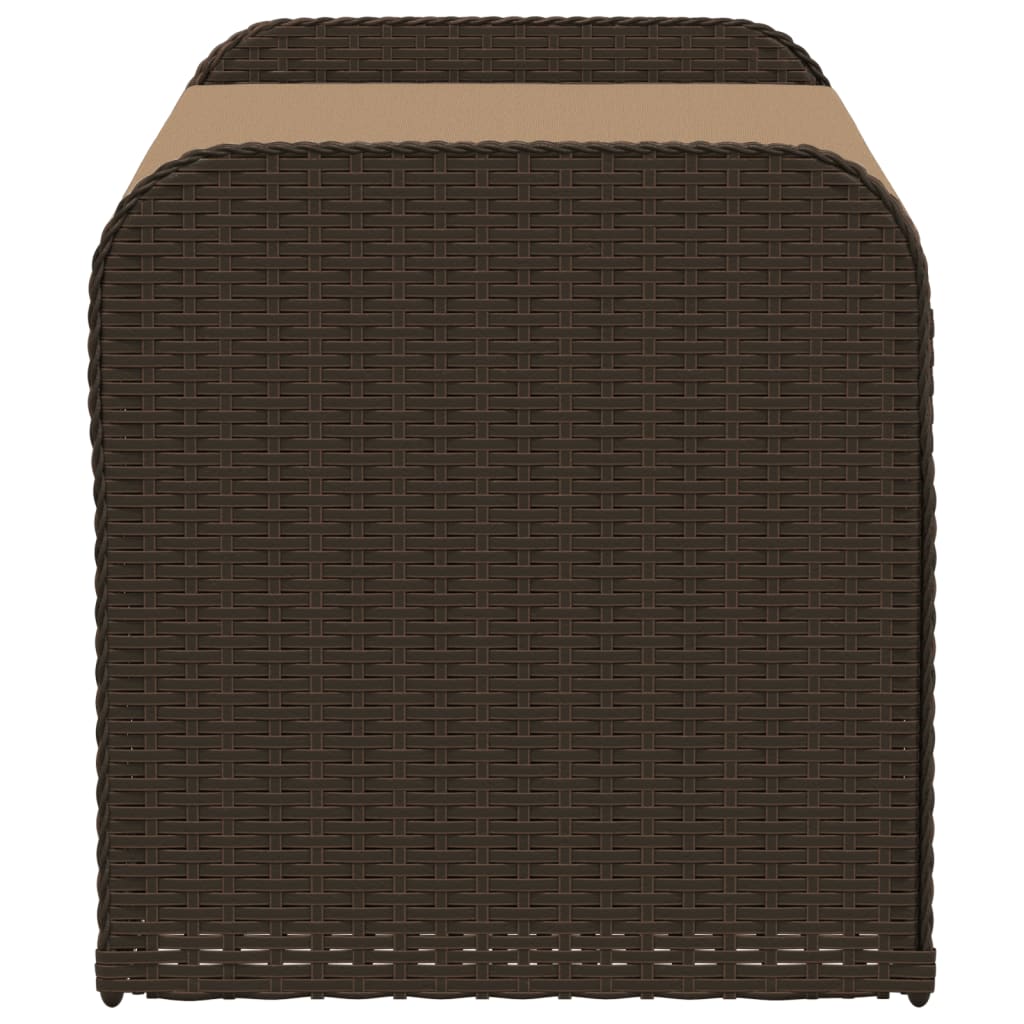 Brown Poly Rattan Storage Bench with Cushion - 115x51x52 cm