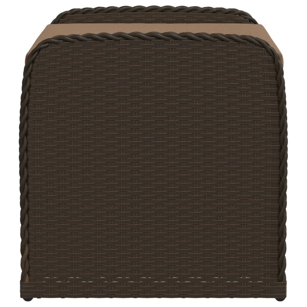 Brown Poly Rattan Storage Bench with Cushion - 80x51x52 cm