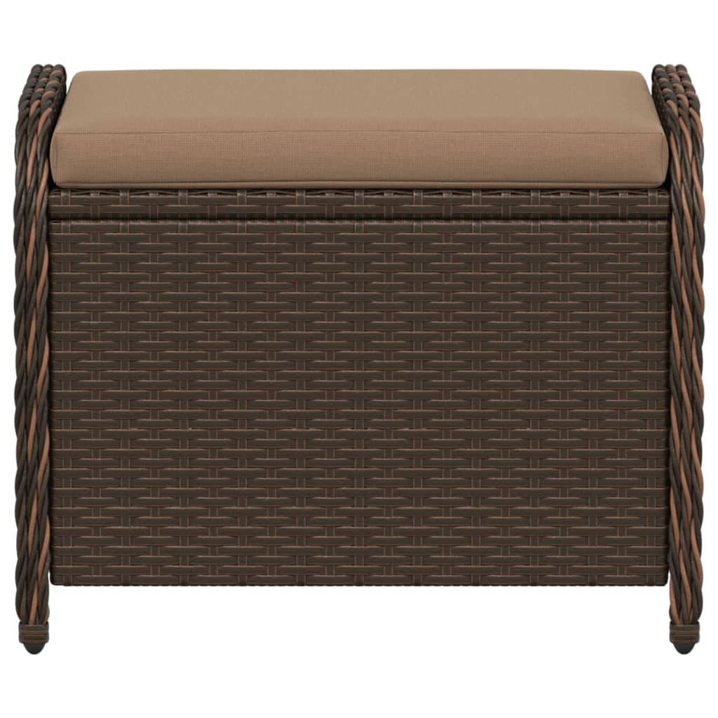 Brown 58x46x46 cm Poly Rattan Garden Stool with Cushion