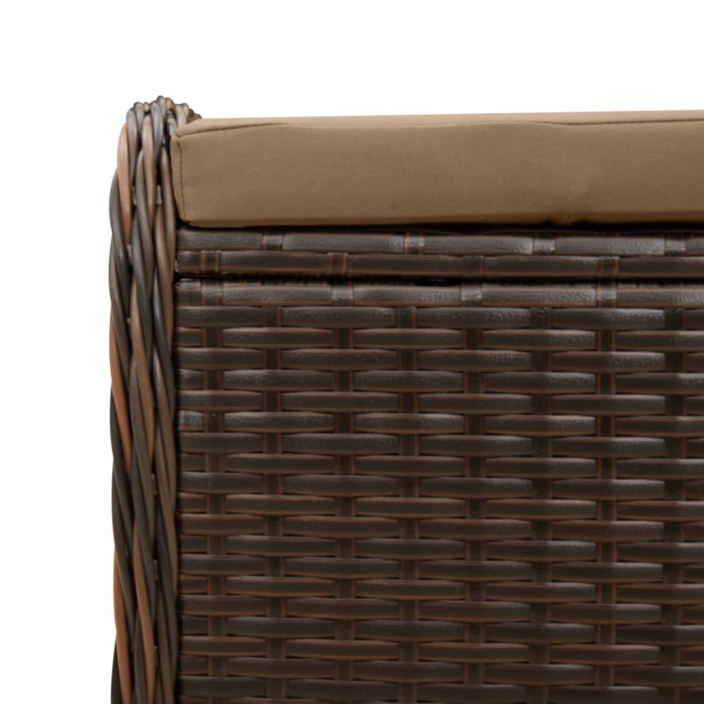 Brown 58x46x46 cm Poly Rattan Garden Stool with Cushion