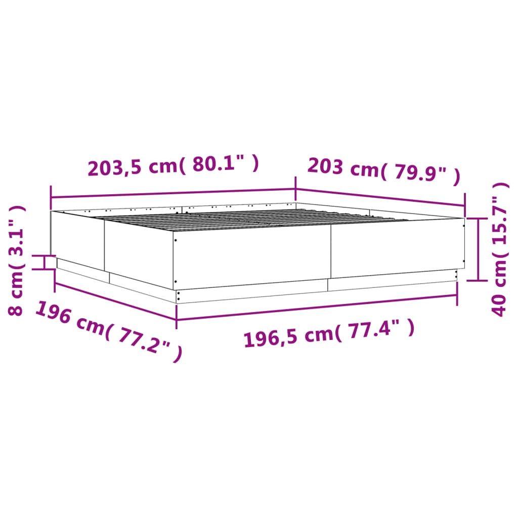 Bed Frame without Mattress White 200x200 cm