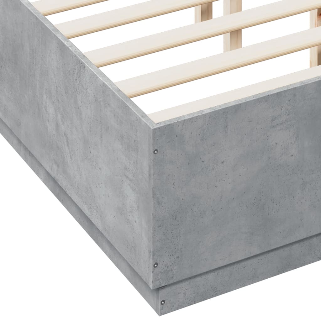 Bed Frame without Mattress Concrete Grey 120x190 cm Small Double