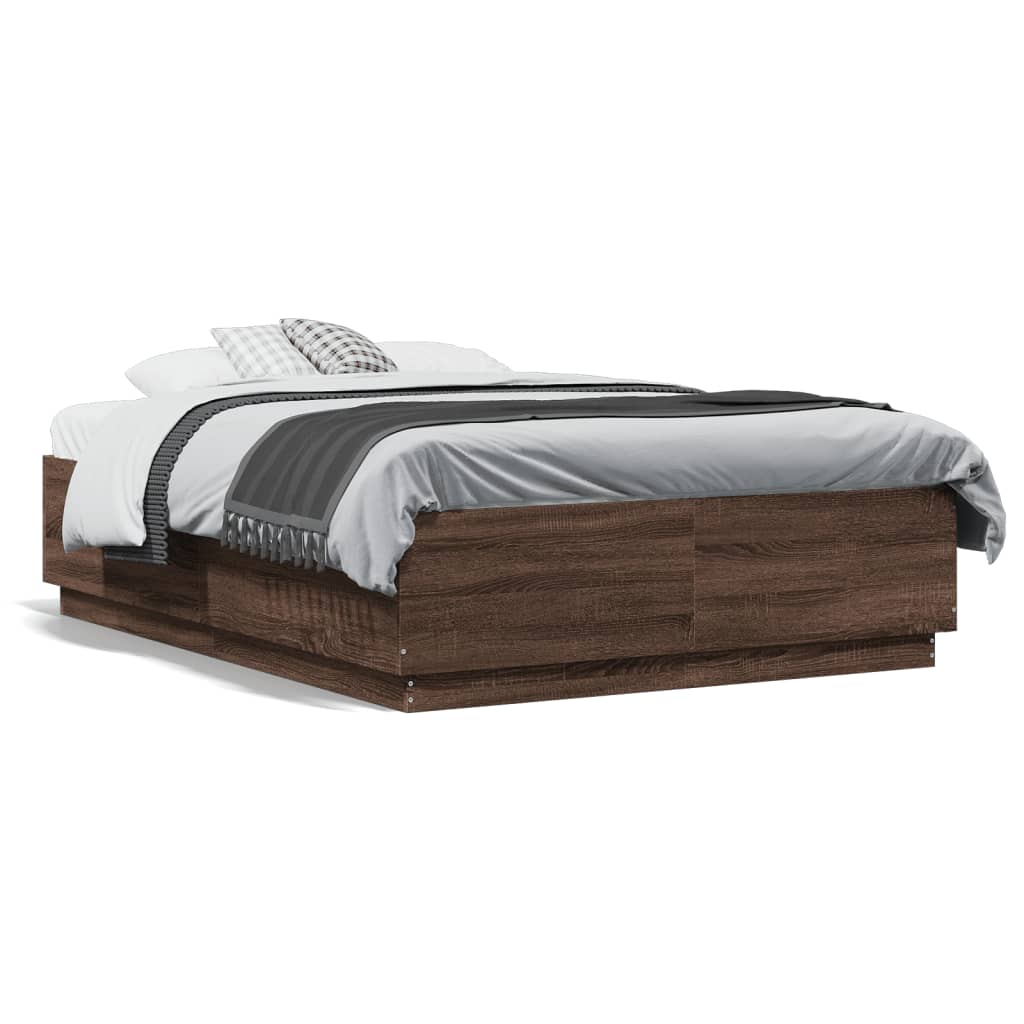 Bed Frame without Mattress Brown Oak 120x190 cm Small Double