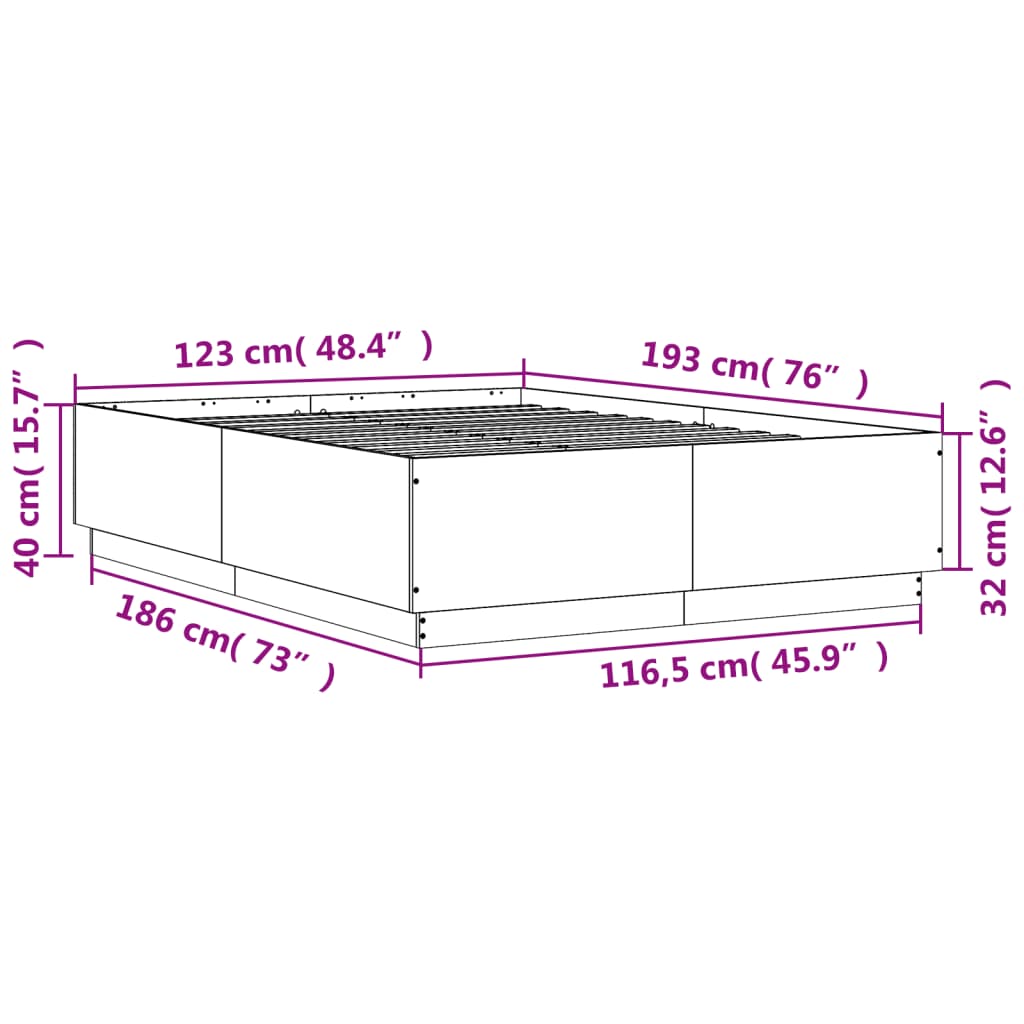Bed Frame without Mattress Brown Oak 120x190 cm Small Double