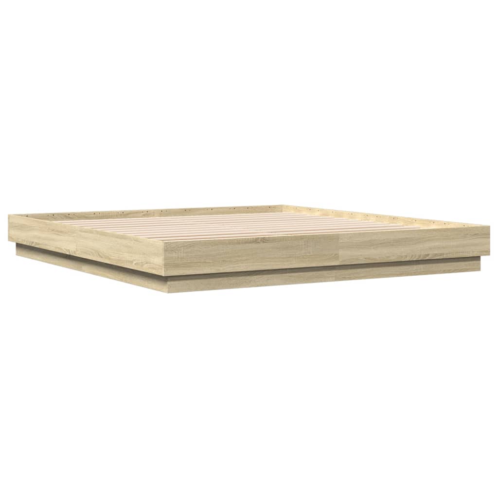 Bed Frame with LED without Mattress Sonoma Oak 180x200 cm Super King