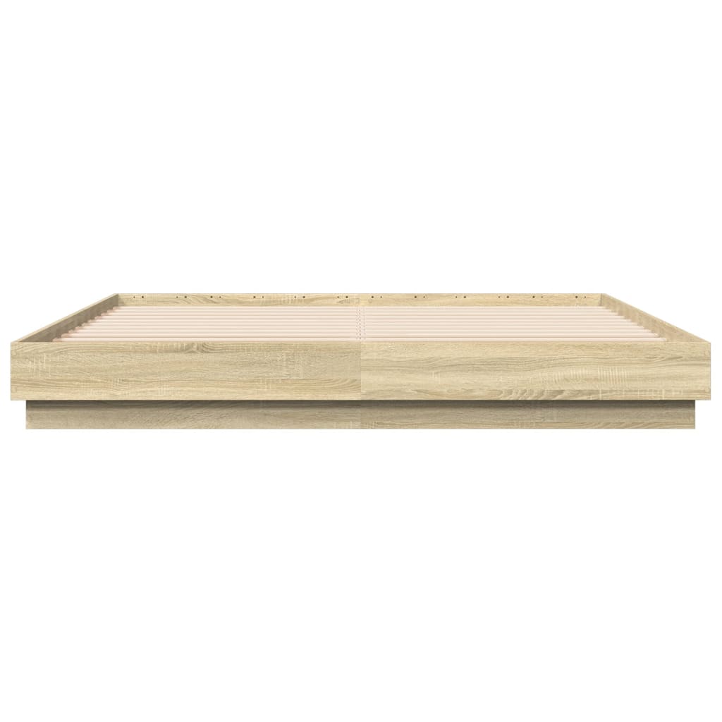 Bed Frame with LED without Mattress Sonoma Oak 180x200 cm Super King