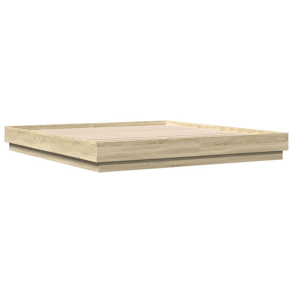 Bed Frame with LED without Mattress Sonoma Oak 180x200 cm Super King