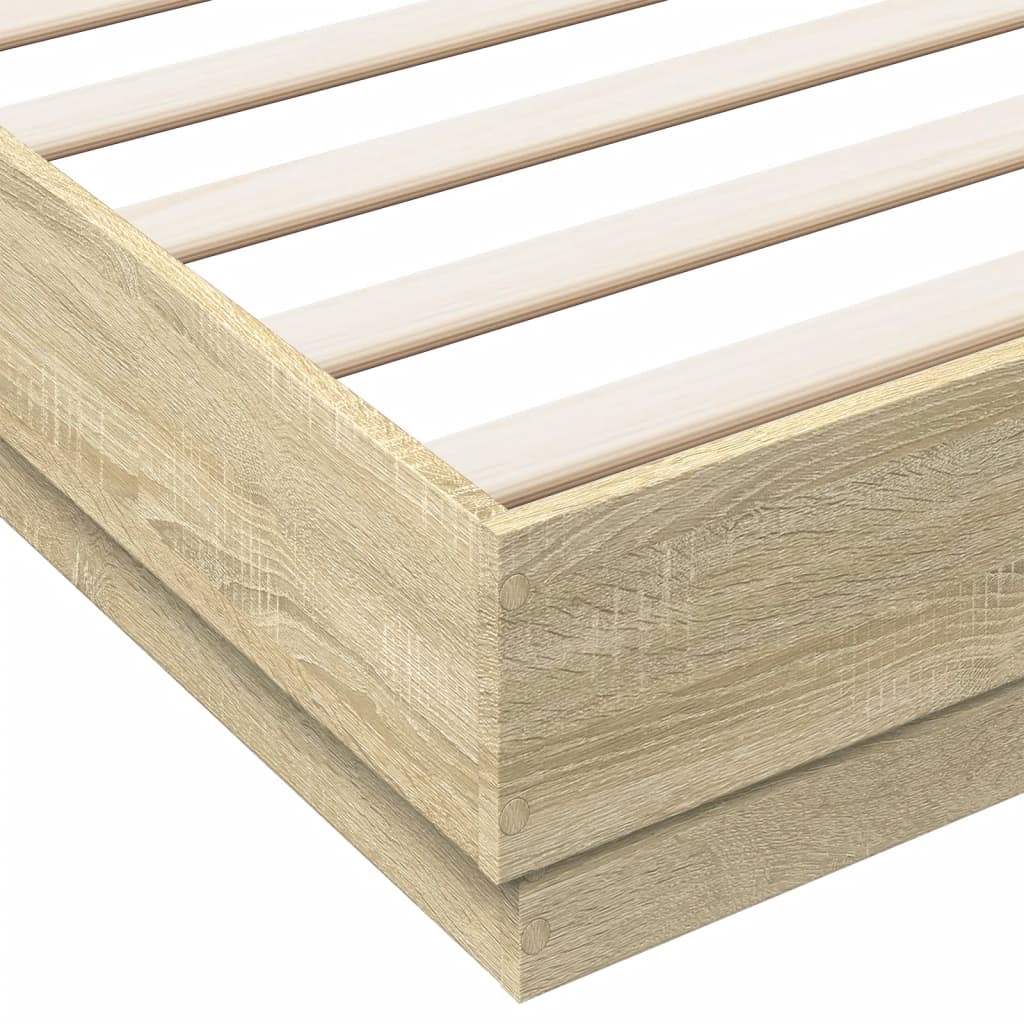 Bed Frame with LED without Mattress Sonoma Oak 180x200 cm Super King
