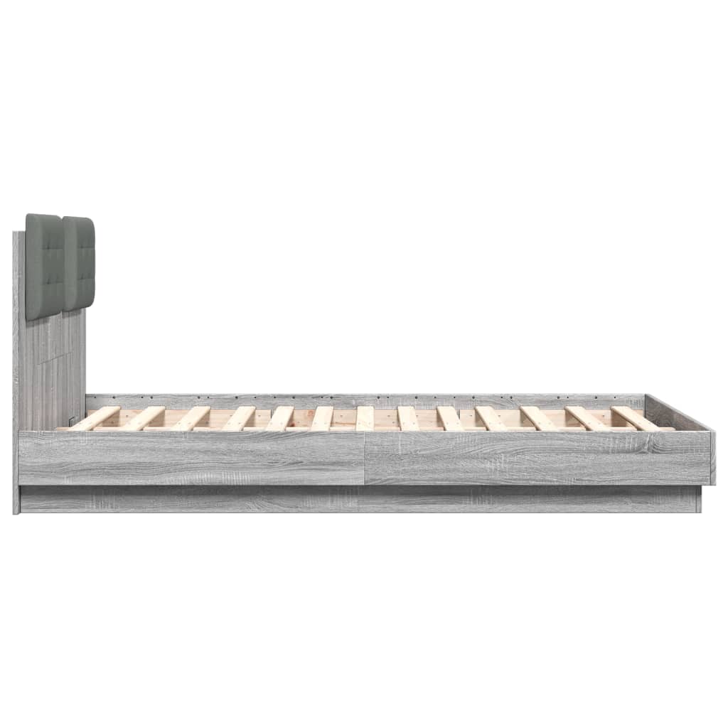 Bed Frame without Mattress Grey Sonoma 135x190 cm Double