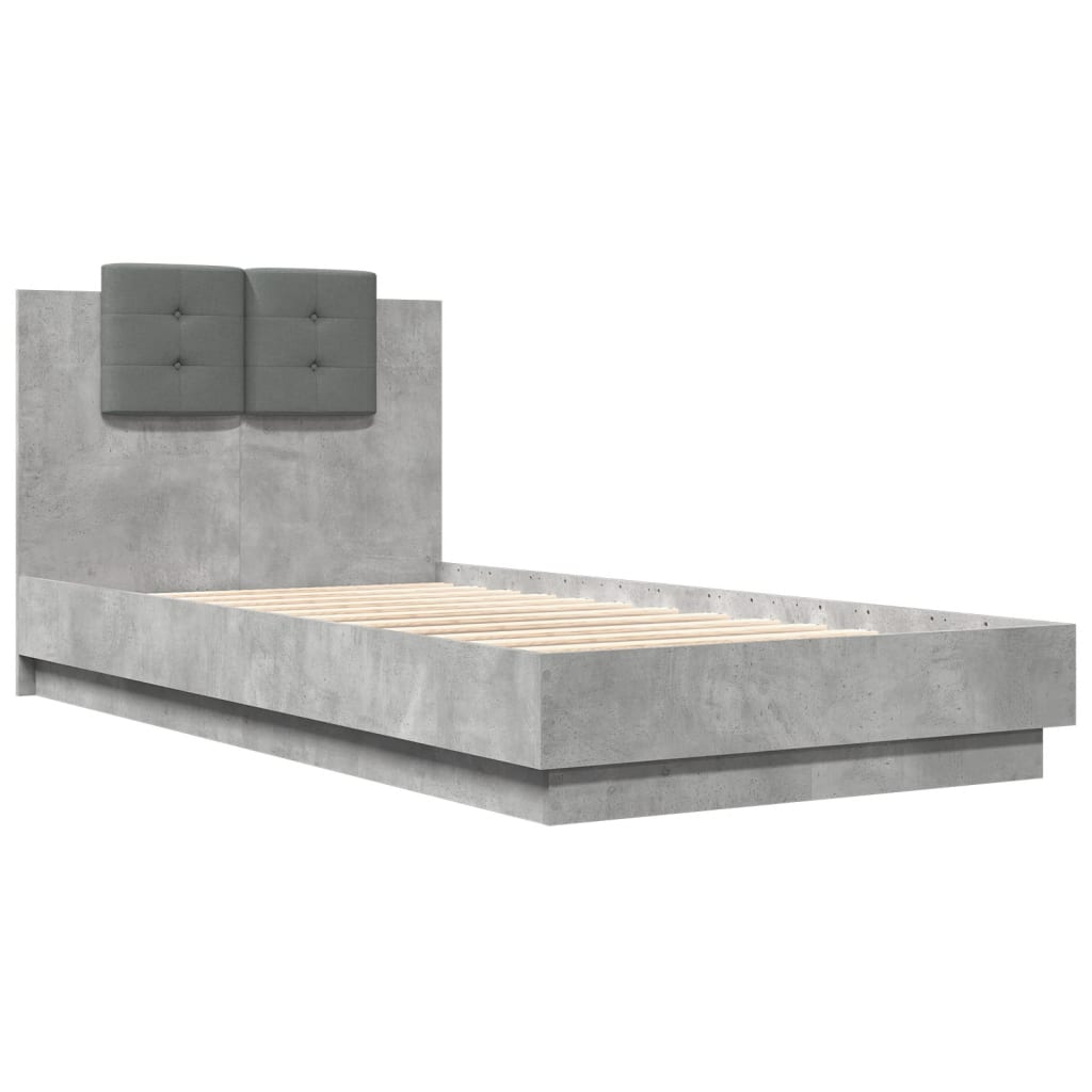 Bed Frame without Mattress Concrete Grey 90x190 cm Single