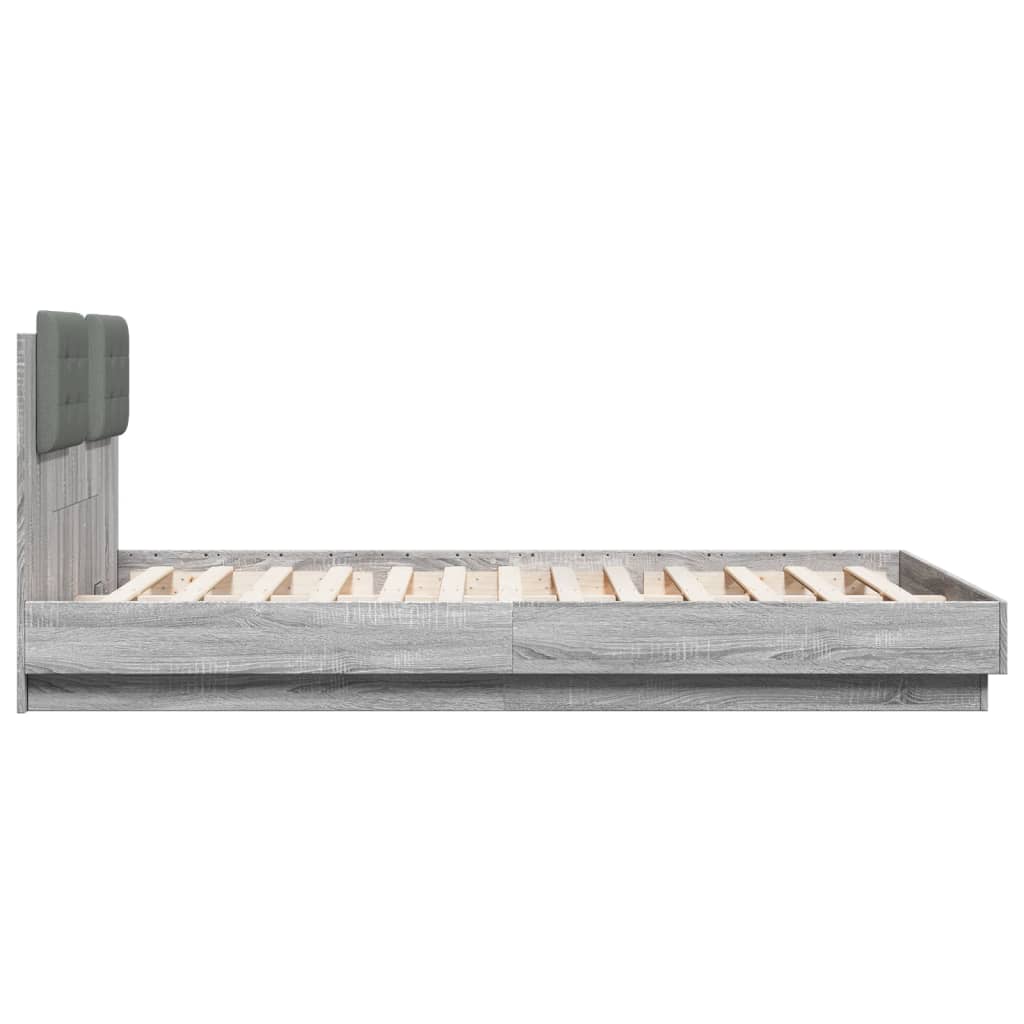 Bed Frame with LED without Mattress Grey Sonoma 140x200 cm