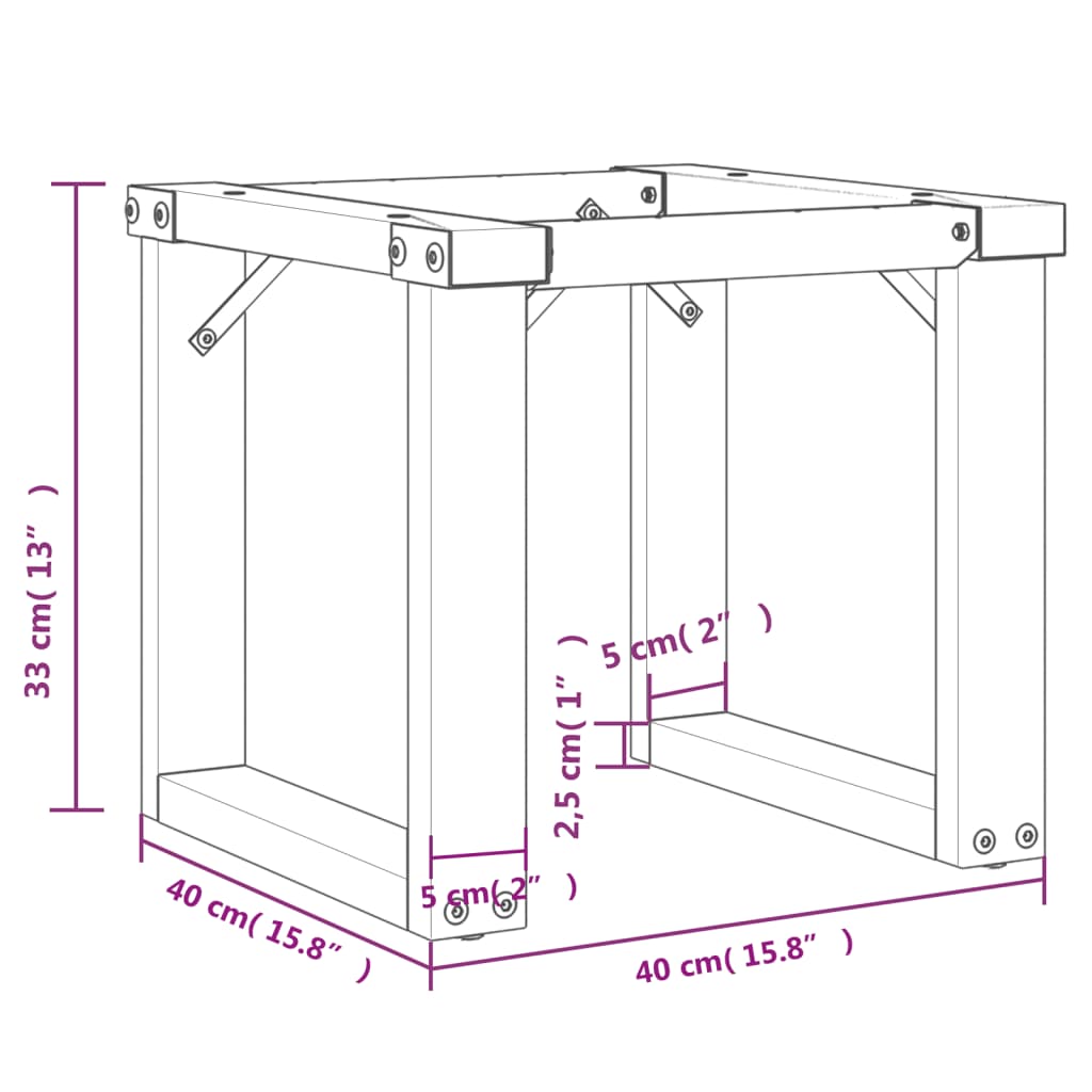 Steel O-Frame Coffee Table Legs 40x40x33 cm – Sleek & Durable Design