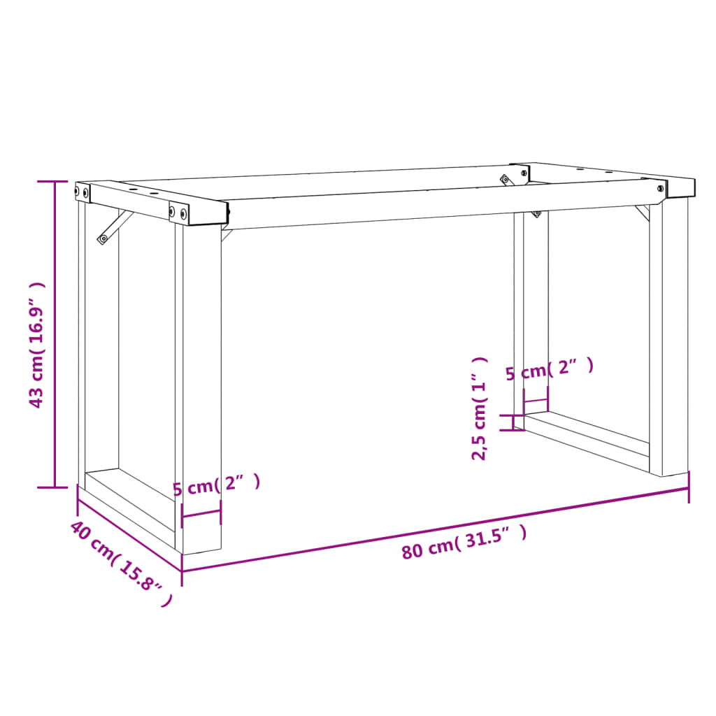 Steel O-Frame Coffee Table Legs 80x40x43 cm - Durable Design