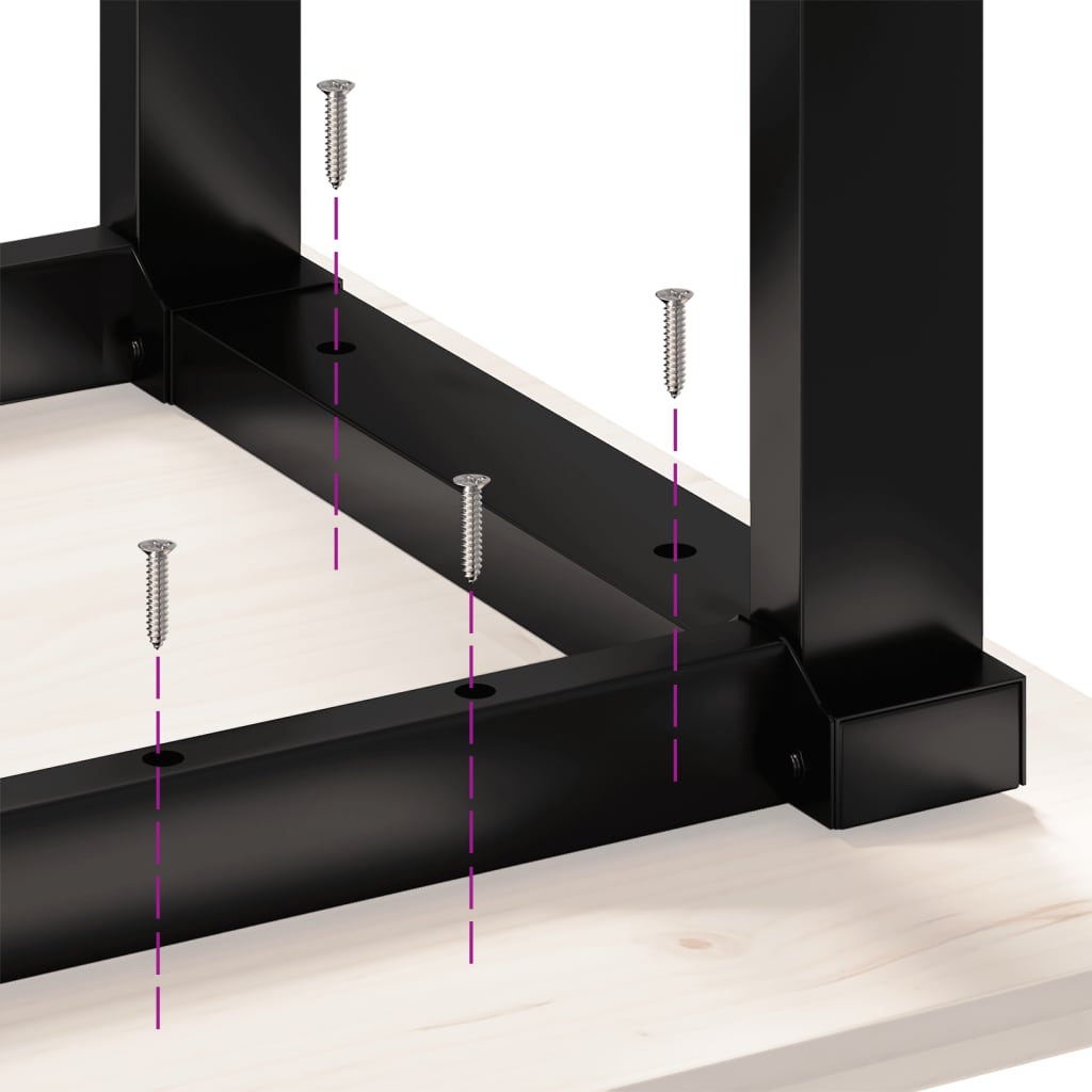 Steel O-Frame Coffee Table Legs - 140x30x43 cm Matte Black Finish