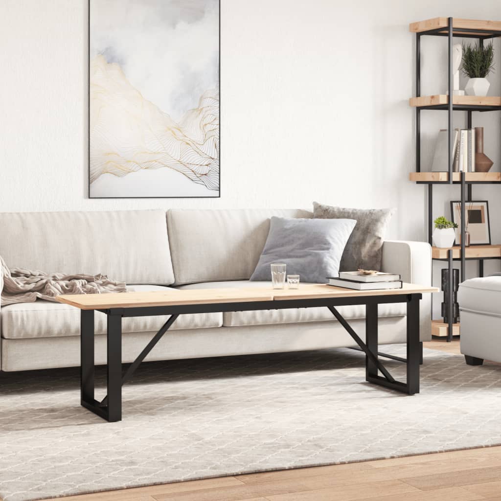Steel O-Frame Coffee Table Legs - 140x30x43 cm Matte Black Finish