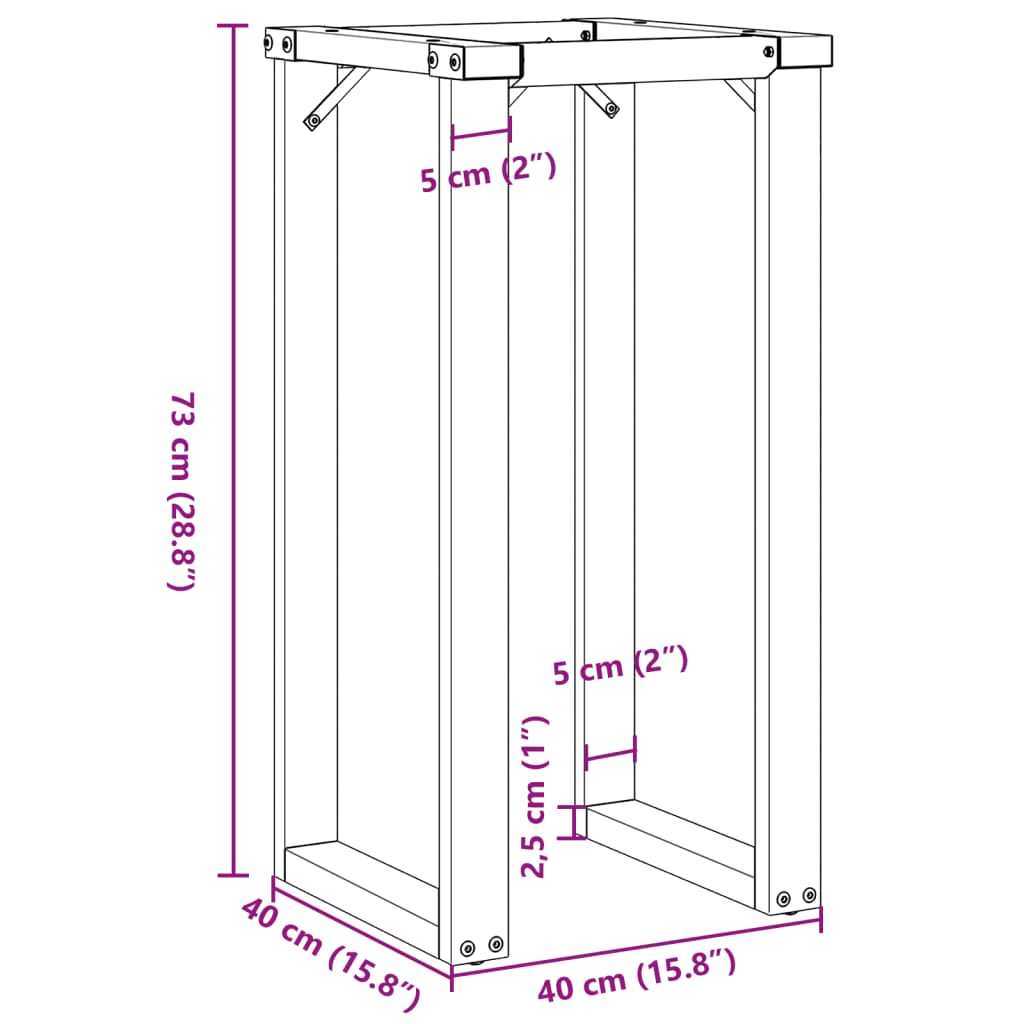Steel O-Frame Dining Table Legs, 40x40x73 cm, Durable Design