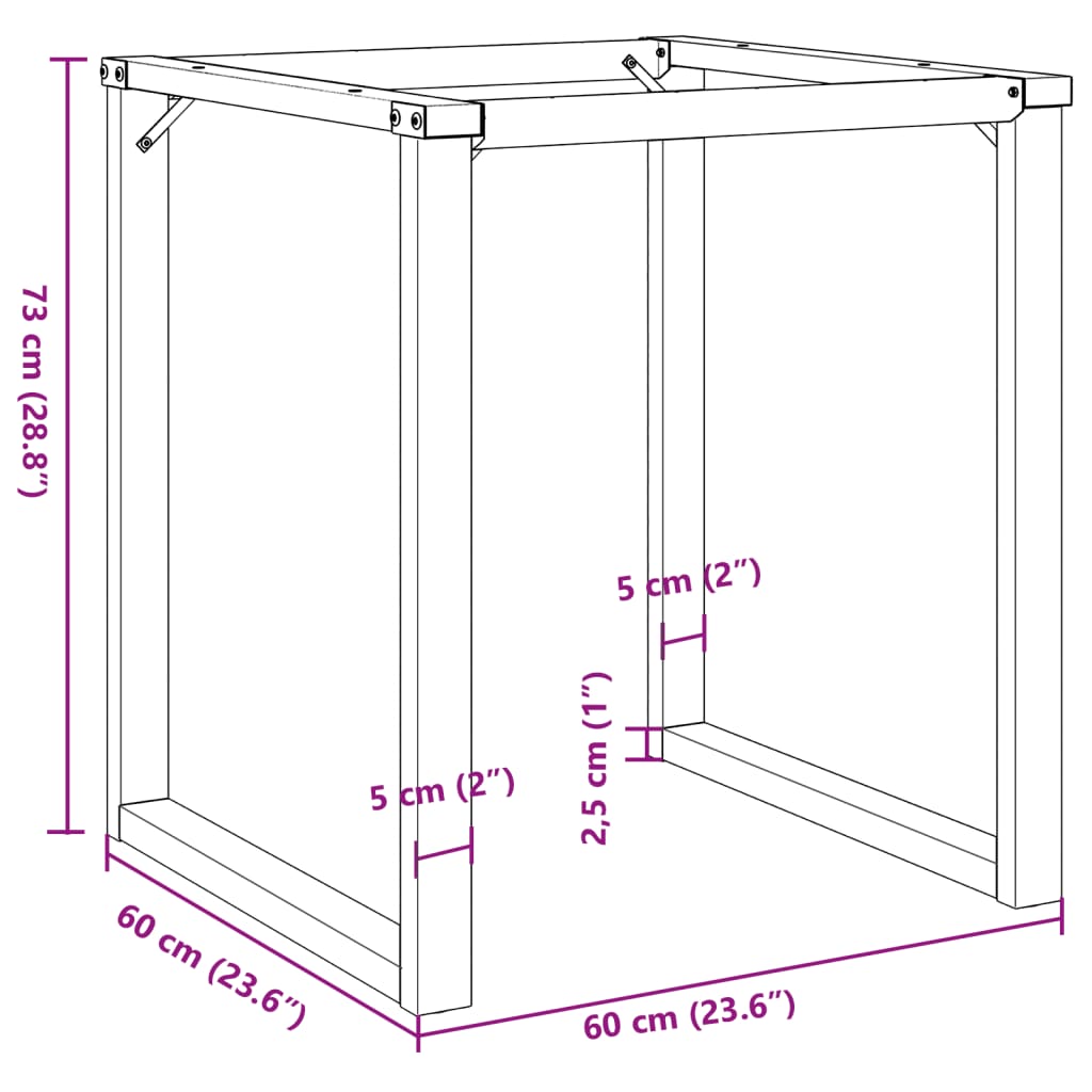 Steel O-Frame Dining Table Legs 60x60x73 cm - Durable & Stylish