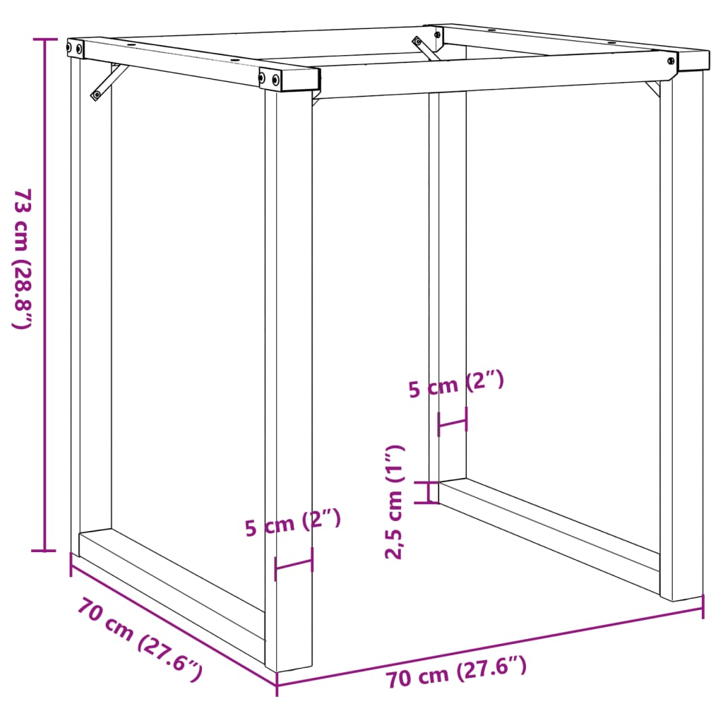 Steel O-Frame Dining Table Legs 70x70x73 cm - Durable Design
