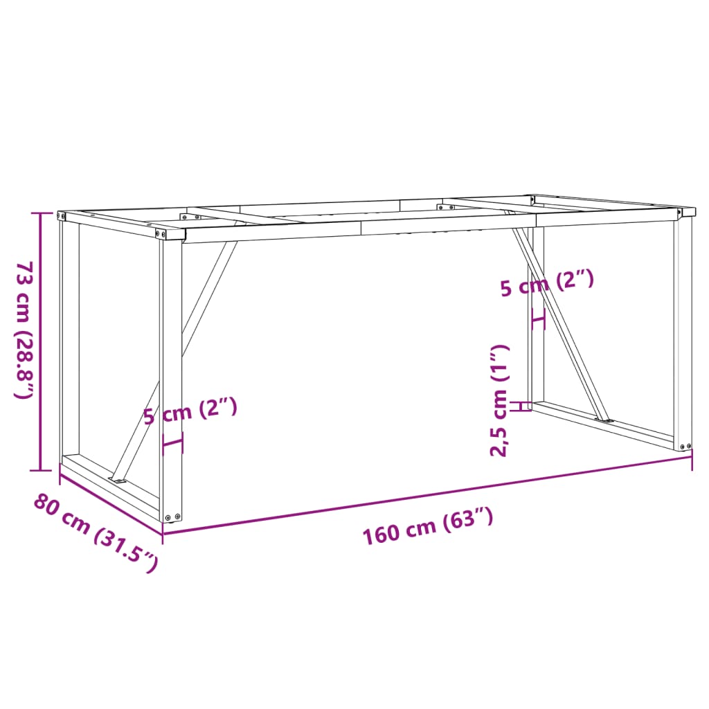 Steel O-Frame Dining Table Legs 160x80x73 cm - Modern Design