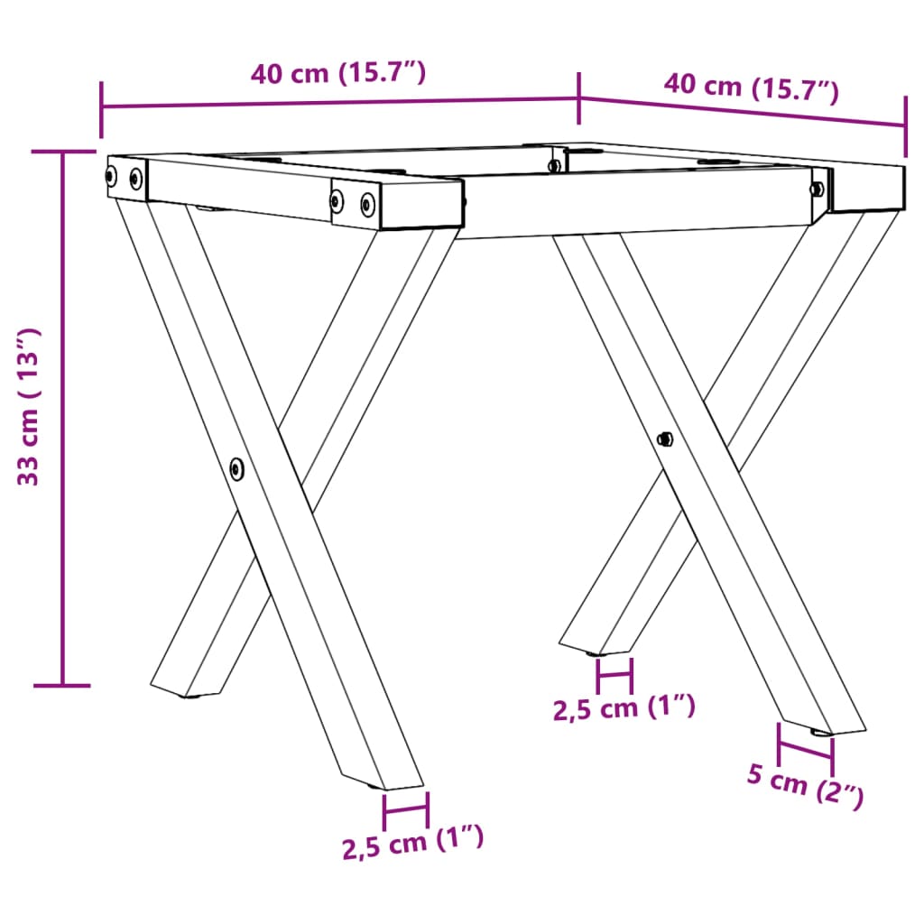 X-Frame Steel Coffee Table Legs 40x40x33 cm - Durable & Stylish