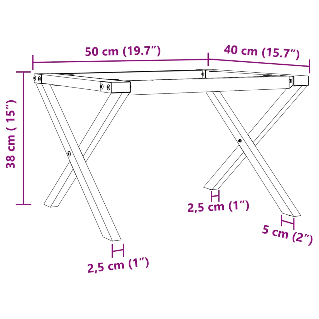 Stylish Steel X-Frame Coffee Table Legs, 50x40x38 cm