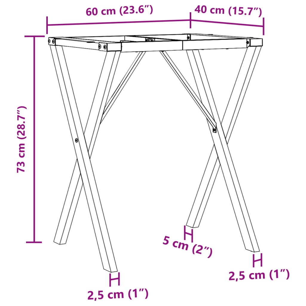 Steel X-Frame Dining Table Legs 60x40x73 cm - Durable & Stylish