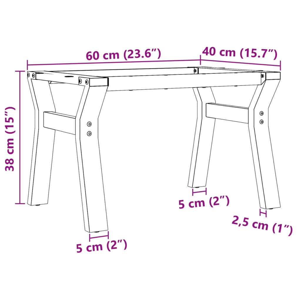 Steel Y-Frame Coffee Table Legs 60x40x38 cm - Durable Design