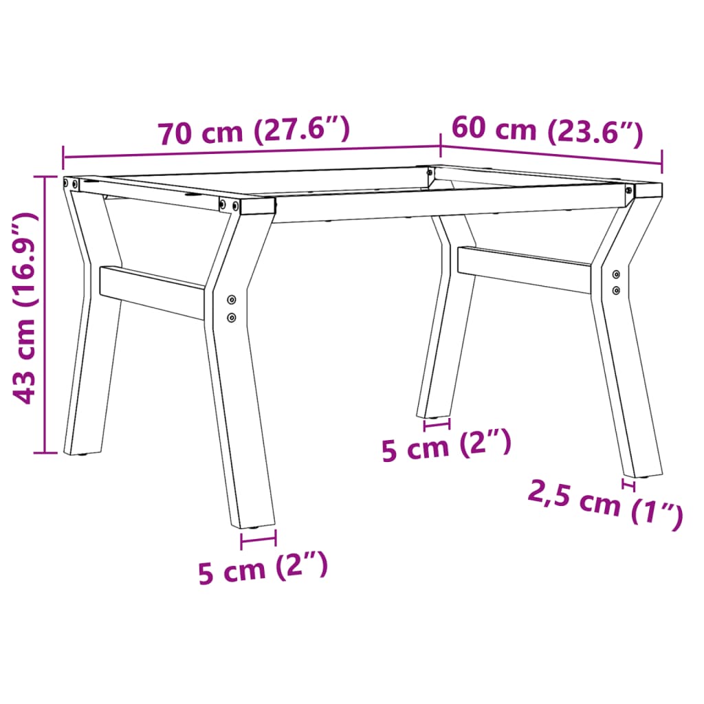 Steel Y-Frame Coffee Table Legs 70x60x43 cm - Durable & Stylish