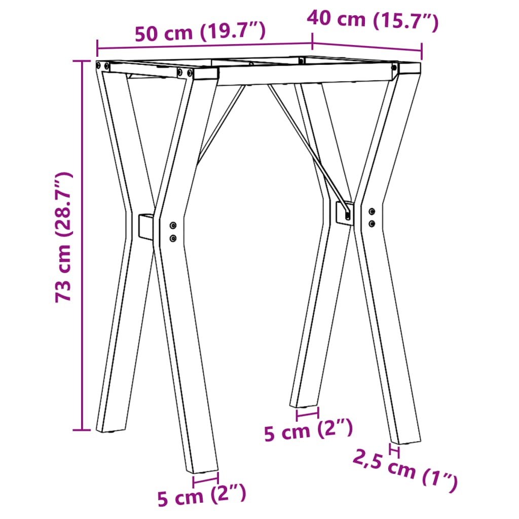 Steel Y-Frame Dining Table Legs 50x40x73 cm - Durable Support