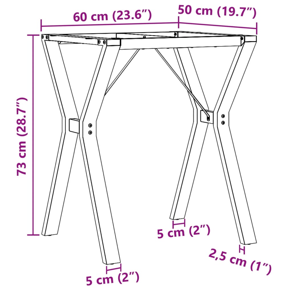 Steel Y-Frame Dining Table Legs - 60x50x73 cm, Durable Design