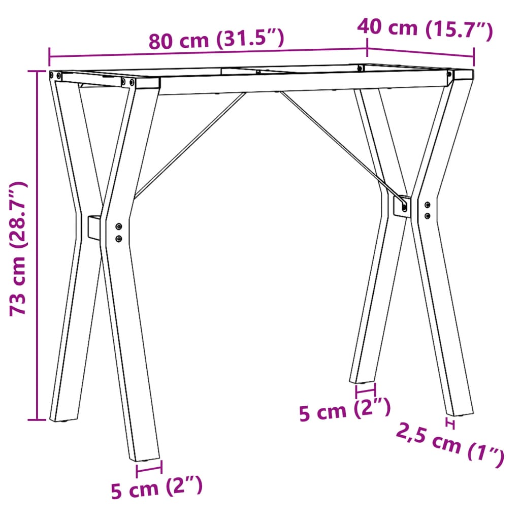 Steel Y-Frame Dining Table Legs, 80x40x73 cm – Durable Support