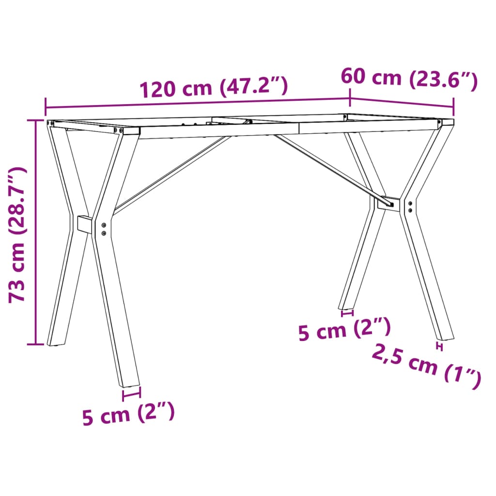 Steel Y-Frame Dining Table Legs 120x60x73 cm - Sleek & Durable