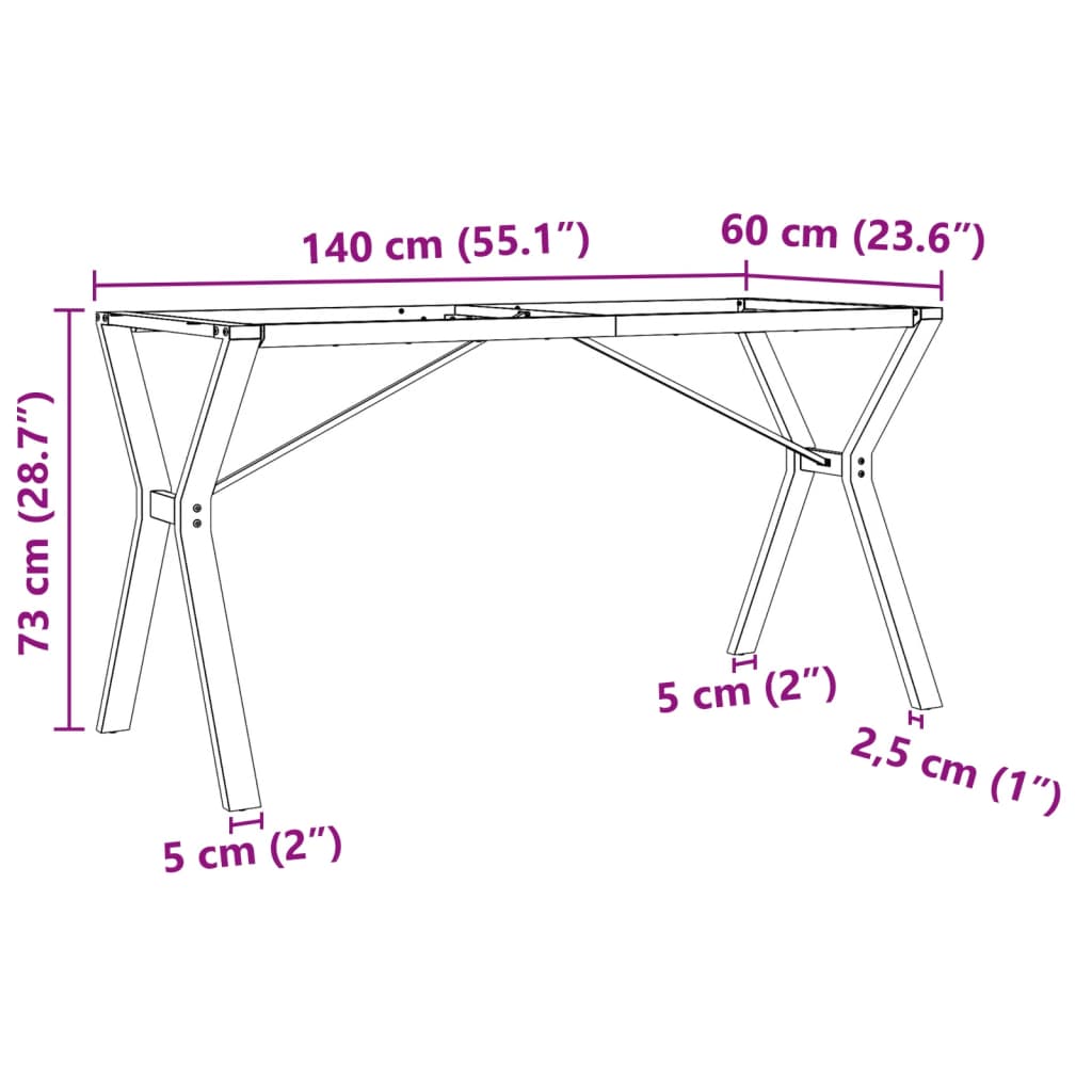 Steel Y-Frame Dining Table Legs 140x60x73 cm - Durable & Stylish