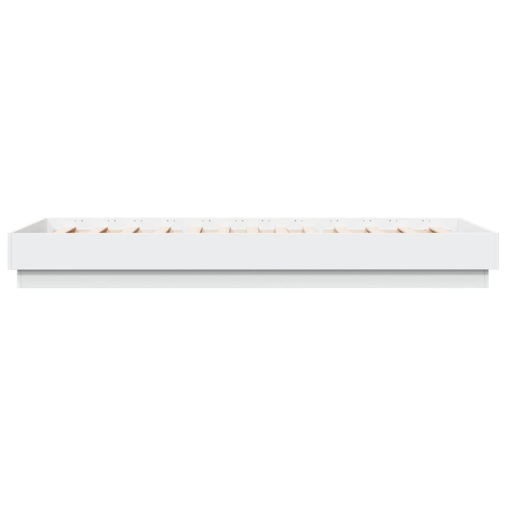Sleek White LED Bed Frame - 100x200 cm, No Mattress Included