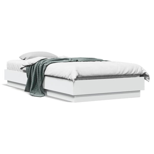 Sleek White LED Bed Frame - 100x200 cm, No Mattress Included