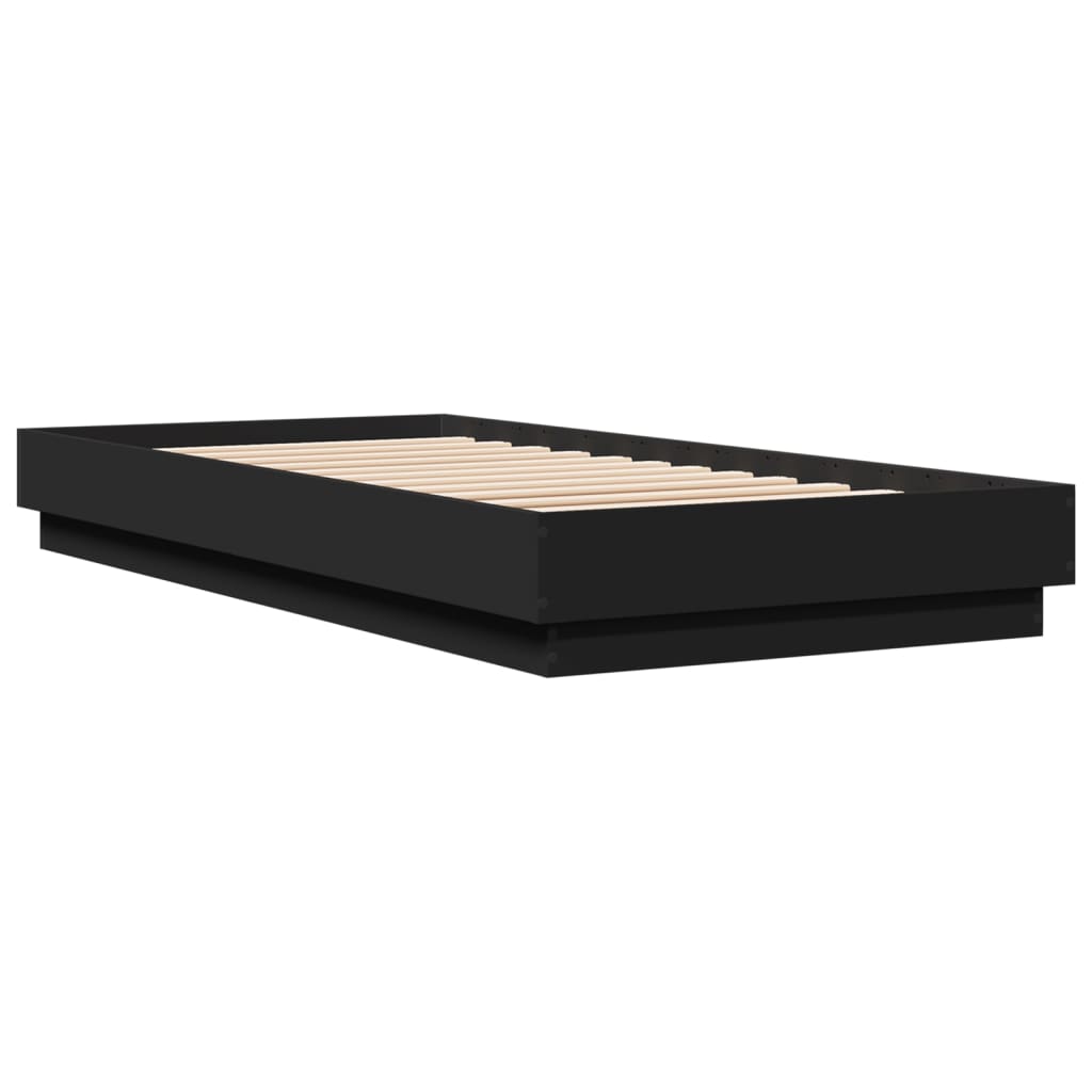 Sleek Black LED Bed Frame 100x200 cm - Modern Metal Design