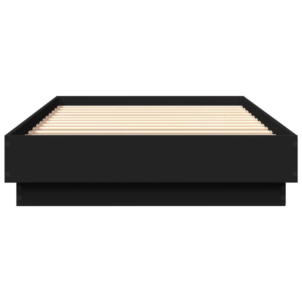 Sleek Black LED Bed Frame 100x200 cm - Modern Metal Design