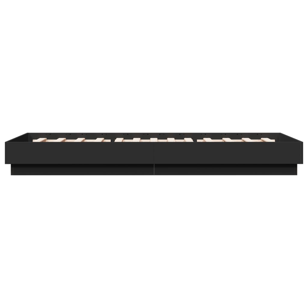 Sleek Black LED Bed Frame 100x200 cm - Modern Metal Design