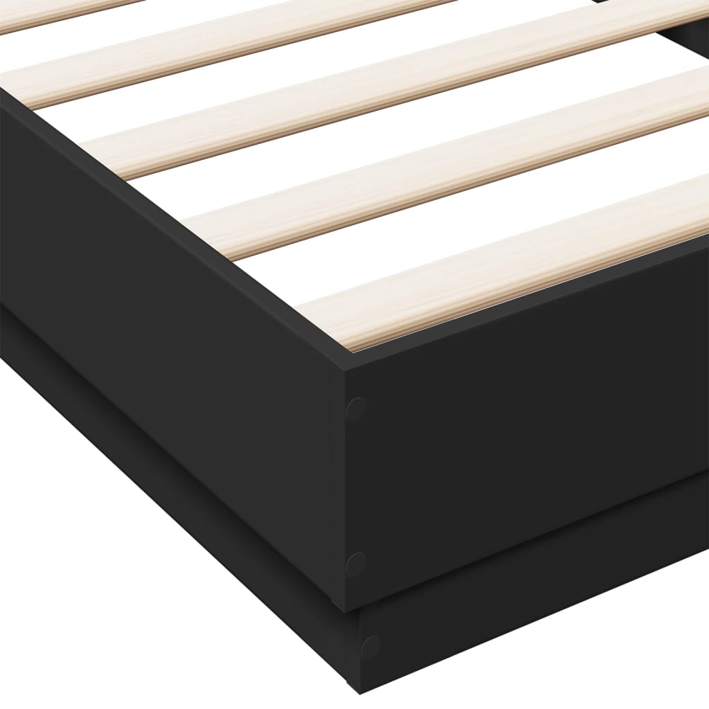 Sleek Black LED Bed Frame 100x200 cm - Modern Metal Design